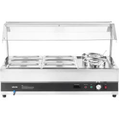 VEVOR Electric Soup Warmer, Two 6.34QT Pots & Six 1/3 Pans, Stainless Steel Commercial Food Warmer with 86~185°F Adjustable Temp, 1500W Bain Marie with Cover, Soup Station for Restaurant, Buffet