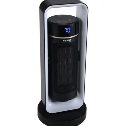 VEVOR Electric Space Heater with Thermostat Remote Control, 1000W/1500W 2-Level Adjustable Quiet Ceramic Heater Fan, 20 in Tip-Over Shutdown Overheat Protection Small Heaters for Office Room Desk Indo