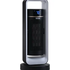 VEVOR Electric Space Heater with Thermostat Remote Control, 1000W/1500W 2-Level Adjustable Quiet Ceramic Heater Fan, 20 in Tip-Over Shutdown Overheat Protection Small Heaters for Office Room Desk Indo