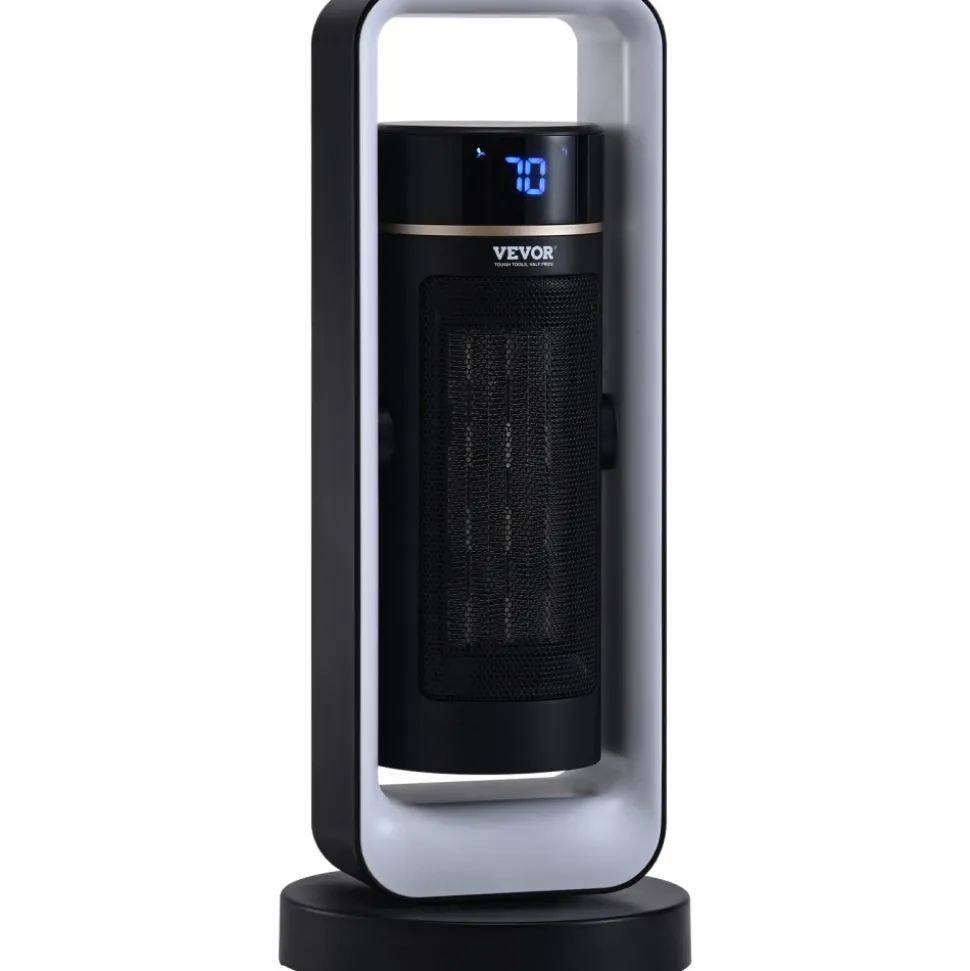 VEVOR Electric Space Heater with Thermostat Remote Control, 1000W/1500W 2-Level Adjustable Quiet Ceramic Heater Fan, 20 in Tip-Over Shutdown Overheat Protection Small Heaters for Office Room Desk Indo