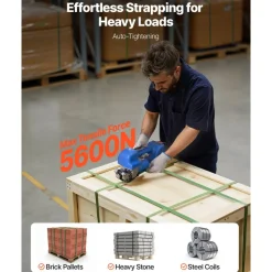 VEVOR Electric Strapping Machine, 2 x 4000mAh Batteries, Automatic Strapping Tool with Digital Display for 0.394-0.748 inches Wide PET Straps, Handheld Banding Tools for Packaging Box Pallet