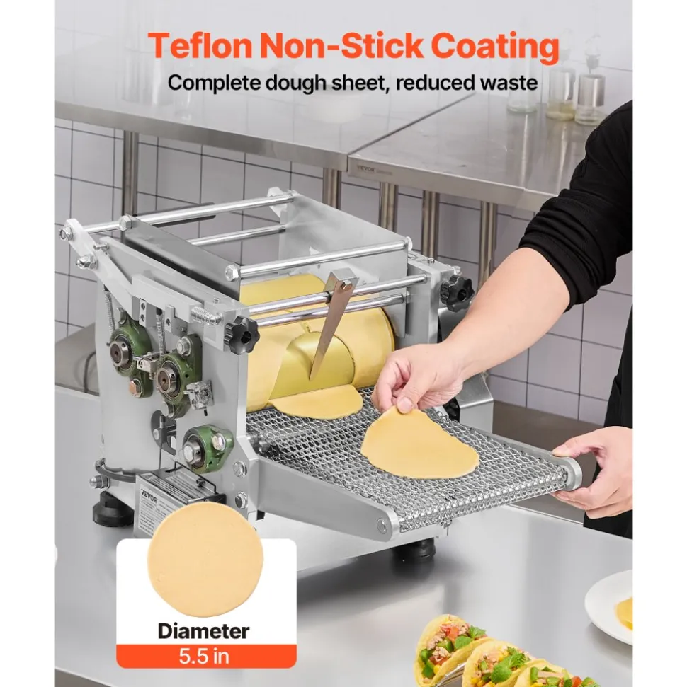 VEVOR Electric Tortilla Maker, 5.5 Inch Diameter Automatic Corn Tortilla Making Machine with Non-Stick Coating, Electric Chapatti Machine Suitable for Produce Sopes Gorditas Roti Pita Tortilla Pizza