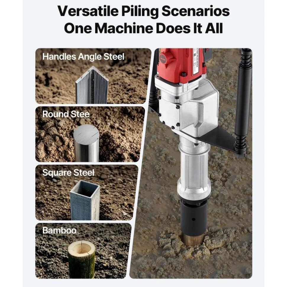 VEVOR Electric T Post Driver, 2200W Handheld Post Pounder with 2.17 in/55mm, 2.76 in/70mm Sleeves, Powerful Pile Driver for Fence,Metal Fencing, Farm, Garden, Construction, Landscaping Projects