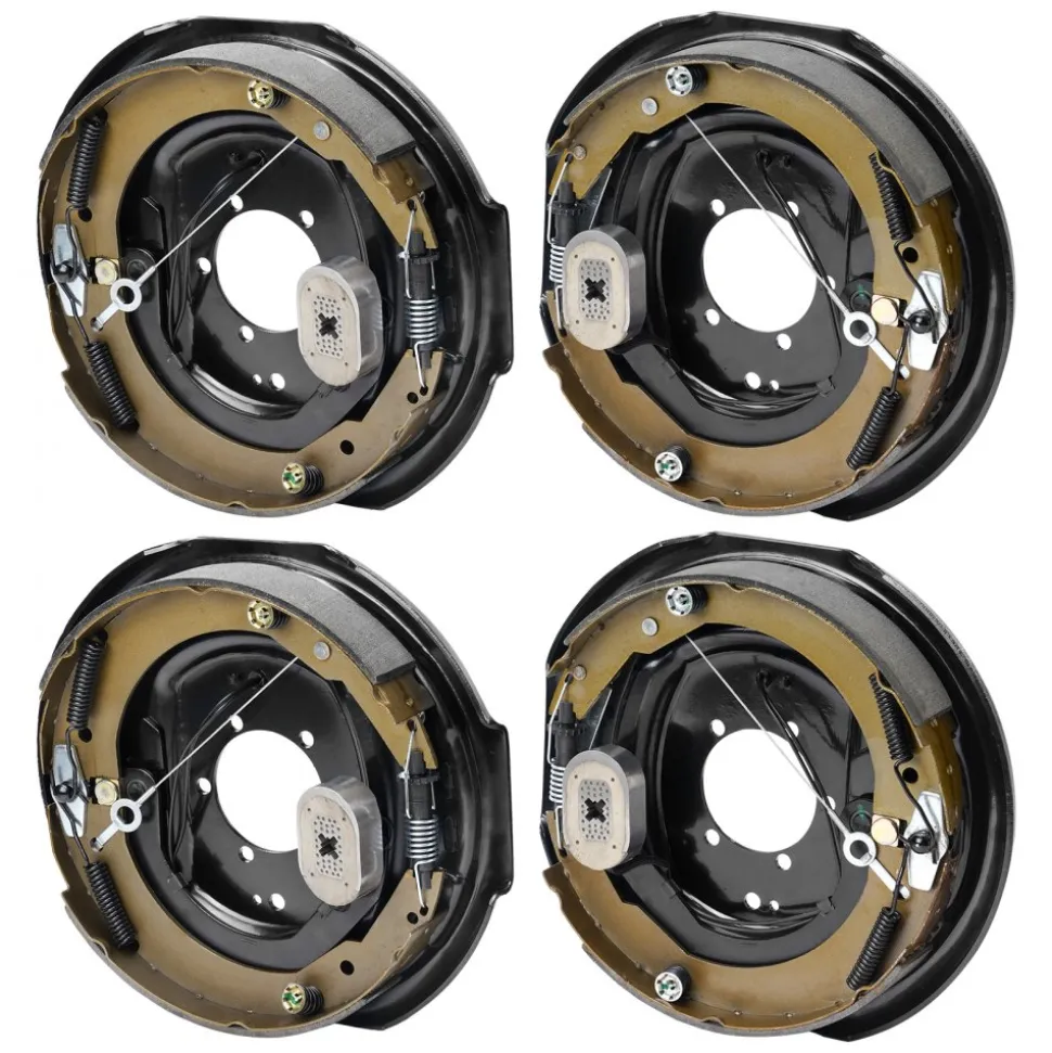 VEVOR Electric Trailer Brake Assembly, 12" x 2", 2 Pairs Self-Adjusting Electric Brakes Kit for 7000 lbs Axle, 5-Hole Mounting, Backing Plates for Braking System Part Replacement (2 Right + 2 Left)