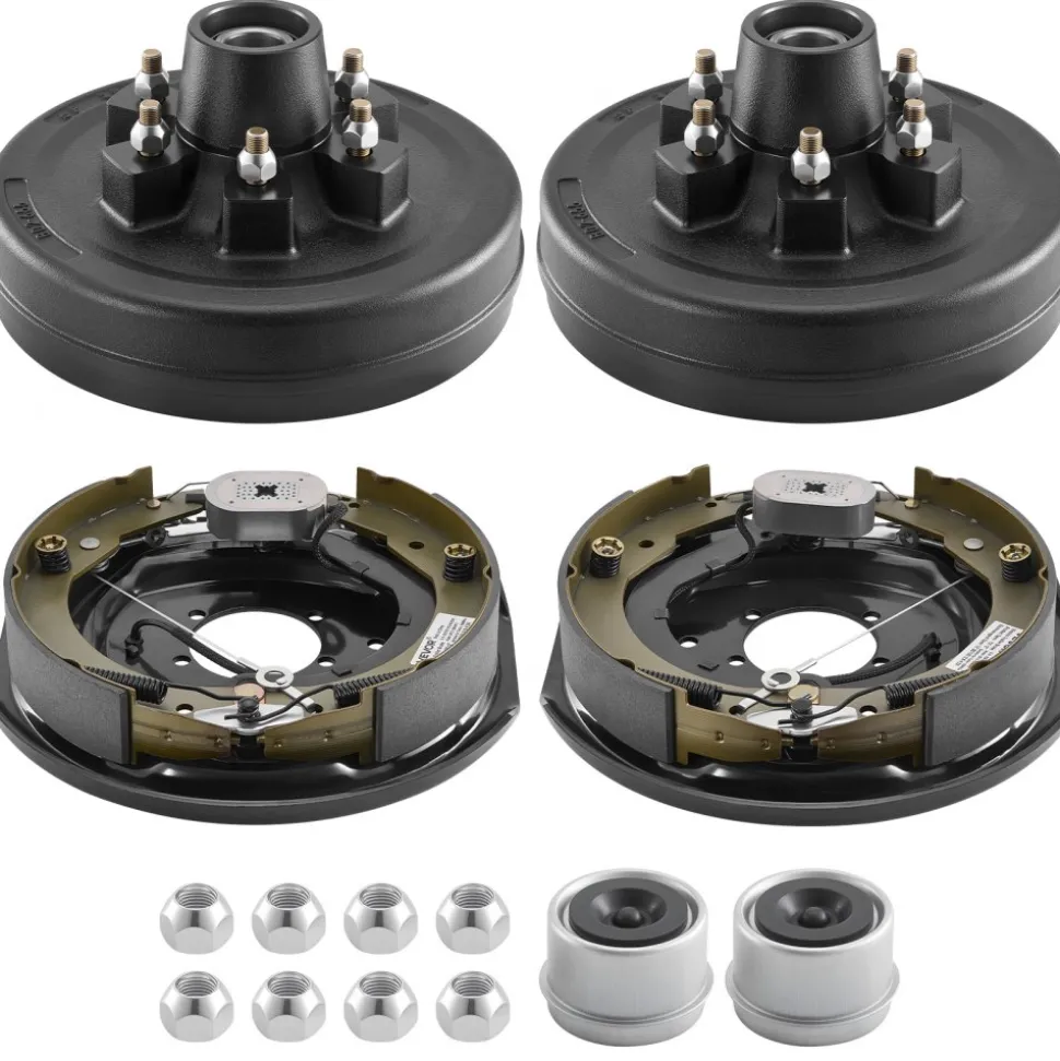 VEVOR Electric Trailer Brake Assembly, 12 x 2 Inch, 1 Pair Self-Adjusting Electric Brakes Kit for 6000 lbs Trailer Axle, Backing Plates for Braking System Part Replacement, Fit for Trailers, RVs