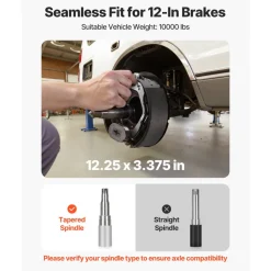 VEVOR Electric Trailer Brake Kit, 12.25 x 3.375 Inch, 2 Pairs Self-Adjusting Electric Brakes Kit for 10000 lbs Trailer Axle, Backing Plates for Braking System Part Replacement, Fit for Trailers, RVs
