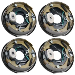 VEVOR Electric Trailer Brake Assembly, 10" x 2-1/4", 2 Pairs Self-Adjusting Electric Brakes Kit for 3500 lbs Axle, 4-Hole Mounting, Backing Plates for Brake System Part Replacement (2 Right + 2 Left)