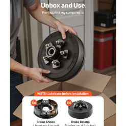 VEVOR Electric Trailer Brake Assembly, 10 x 2-1/4 Inch, 1 Pair Self-Adjusting Electric Brakes Kit for 3500 lbs Trailer Axle, Backing Plates for Braking System Part Replacement, Fit for Trailers, RVs