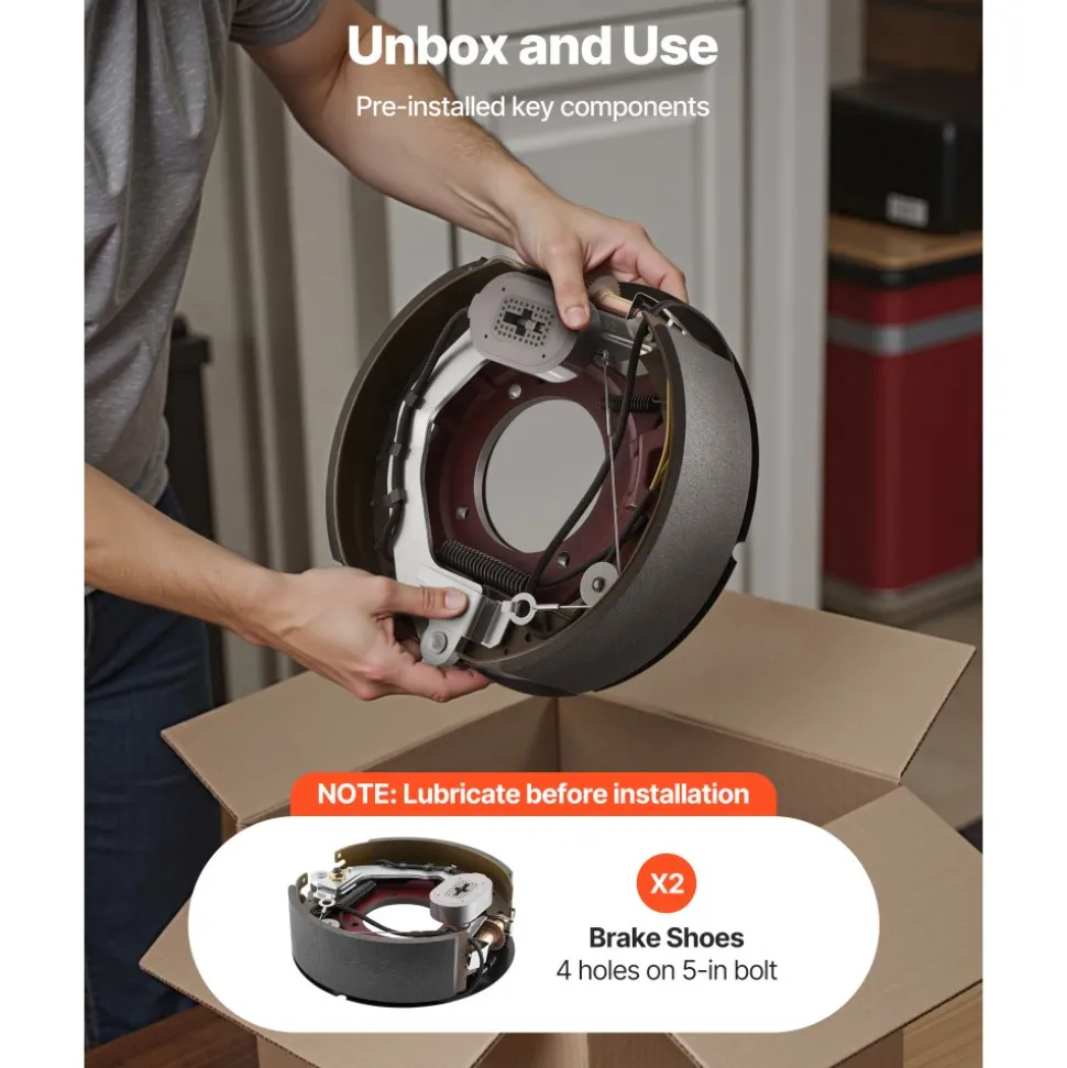 VEVOR Electric Trailer Brake Kit, 12.25 x 3.375 Inch, 1 Pair Self-Adjusting Electric Brakes Kit for 8000 lbs Trailer Axle, Backing Plates for Braking System Part Replacement, Fit for Trailers, RVs