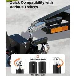 VEVOR Electric Trailer Dolly, 3600 lbs Max Trailer Weight 600 lbs Max Tongue Weight, DC 24V 800W Motorized Trailer Dolly with 2 & 1-7/8 Inch Hitch Balls for RV Campers, Cargo & Utility, Boat Trailers