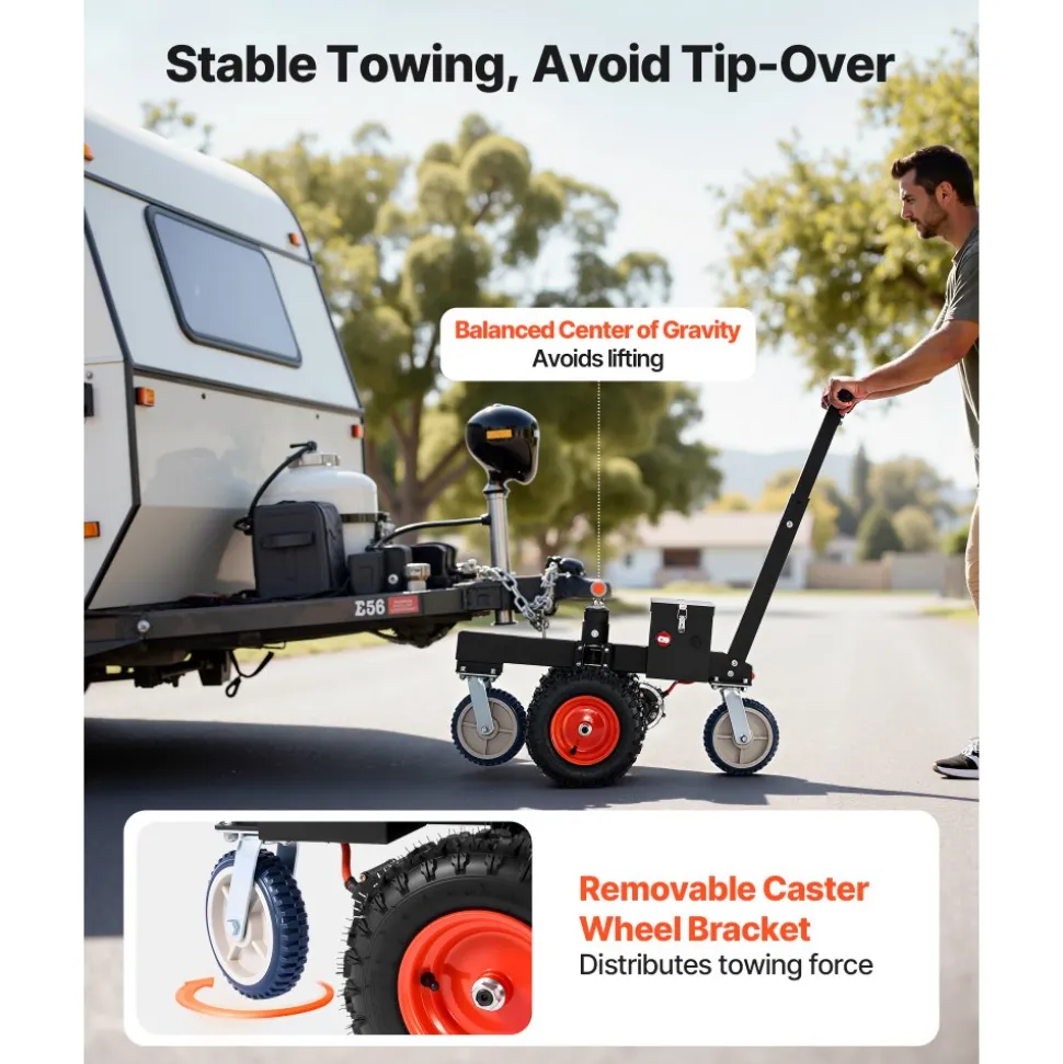 VEVOR Electric Trailer Dolly, 3600 lbs Max Trailer Weight 600 lbs Max Tongue Weight, DC 24V 800W Motorized Trailer Dolly with 2 & 1-7/8 Inch Hitch Balls for RV Campers, Cargo & Utility, Boat Trailers