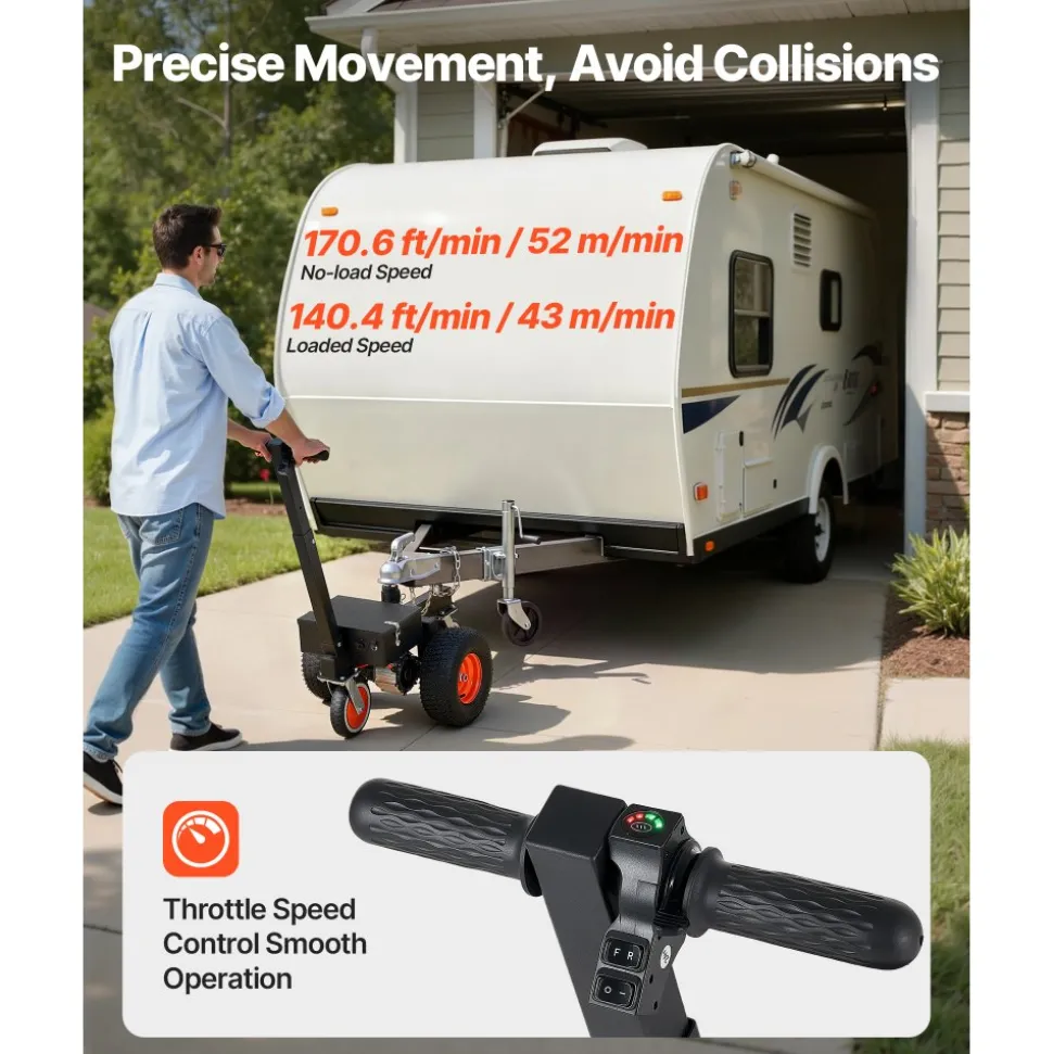 VEVOR Electric Trailer Dolly, 3600 lbs Capacity 800W 600 lbs Tongue Load, for RV Campers, Cargo, Utility & Boat Trailers, 2 in & 1-7/8 in Hitch Balls, Moving & Positioning Trailers, Heavy-Duty Steel