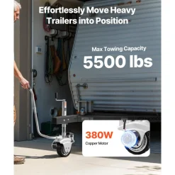 VEVOR Electric Trailer Dolly, 5500 lbs Towing Capacity, 380W 12V Motorized Jockey Wheel with 23 ft/min Moving Speed, 12.2-24.8 in Adjustable Clamp Height & 8 in Rubber Tire, For Moving Caravan Boat
