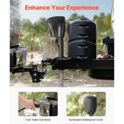 VEVOR Electric Trailer Jack, 5000 lbs, Heavy Duty RV Electric Power Tongue Jack with 7-pin Connector, Manual Crank Handle & Weatherproof Jack Cover, 10"-28.3" Lift, for Trailers, Campers & RVs, Black