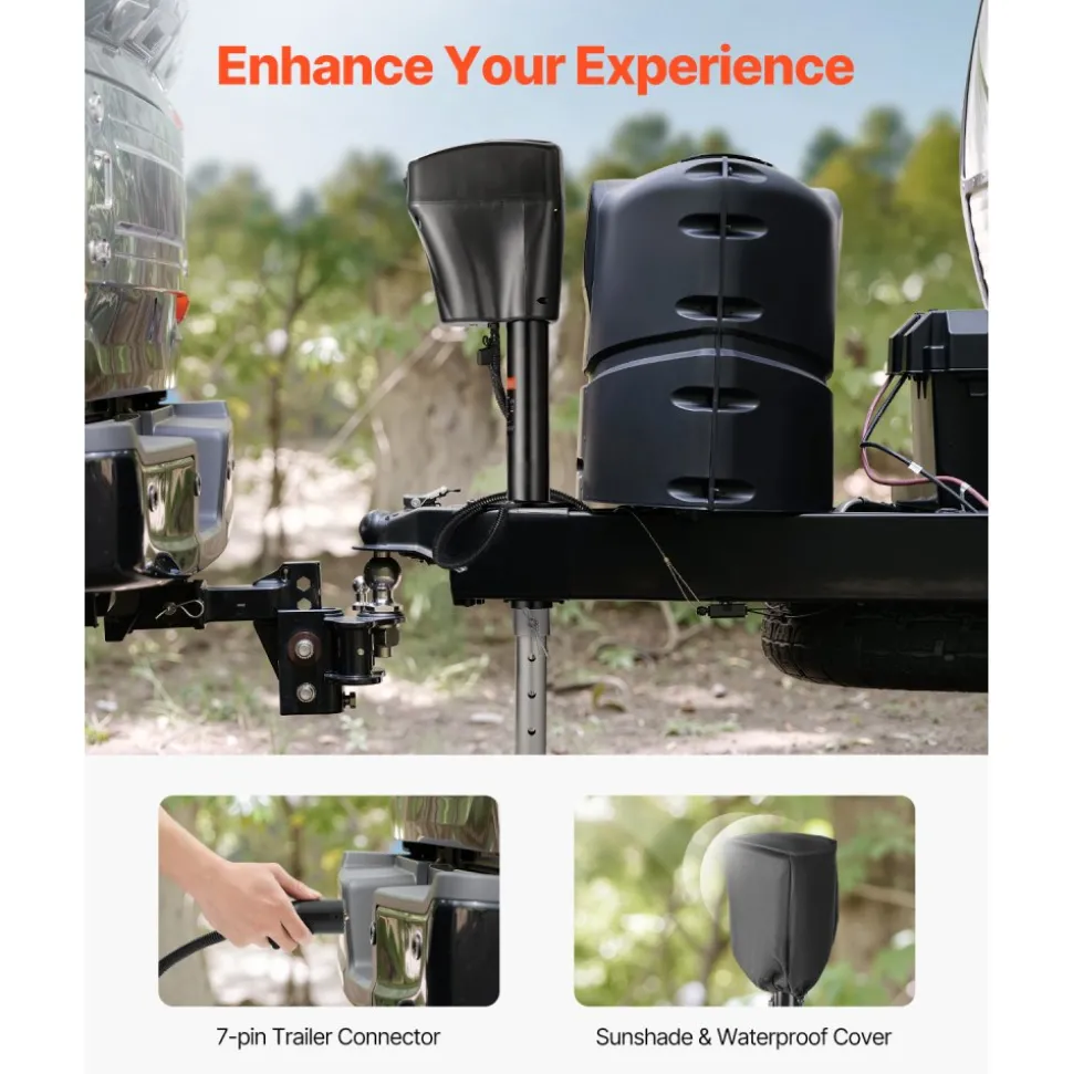 VEVOR Electric Trailer Jack, 5000 lbs, Heavy Duty RV Electric Power Tongue Jack with 7-pin Connector, Manual Crank Handle & Weatherproof Jack Cover, 10"-28.3" Lift, for Trailers, Campers & RVs, Black