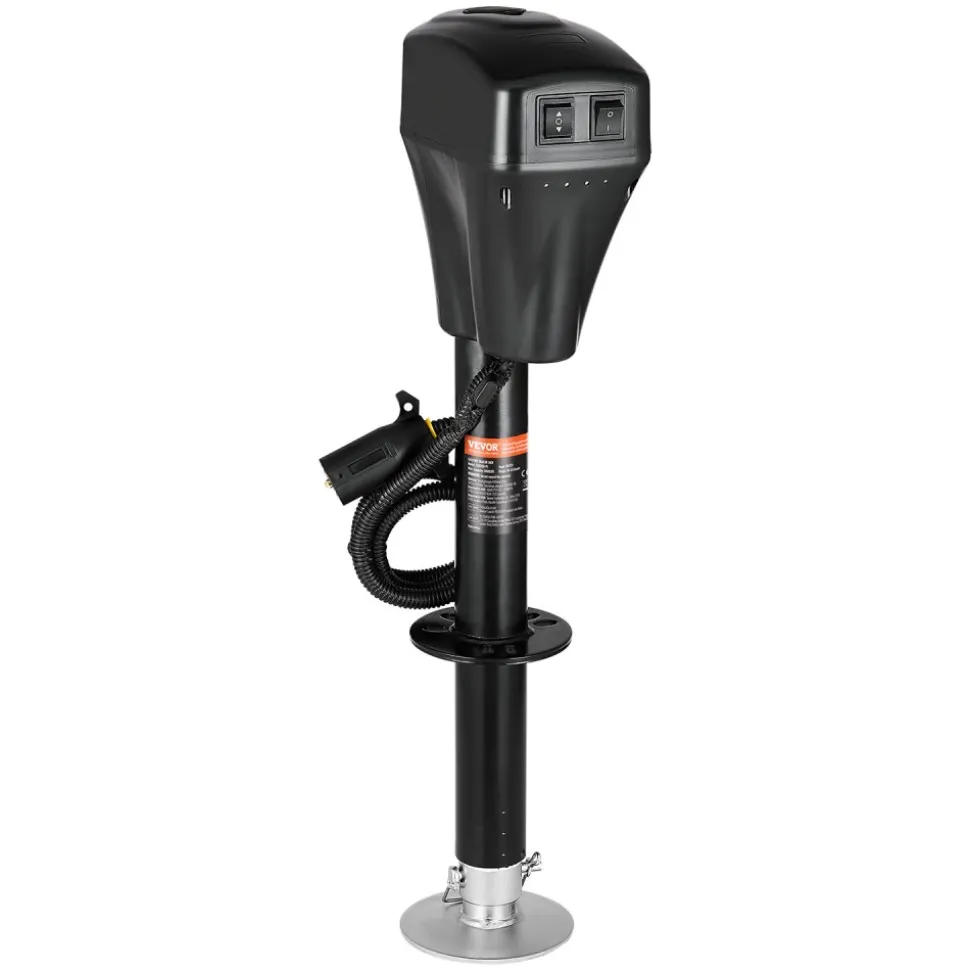 VEVOR Electric Trailer Jack, 5000 lbs, Heavy Duty RV Electric Power Tongue Jack with 7-pin Connector, Manual Crank Handle & Weatherproof Jack Cover, 10"-28.3" Lift, for Trailers, Campers & RVs, Black