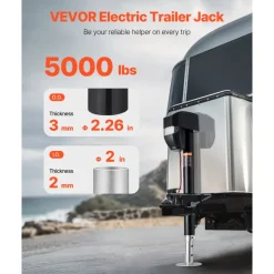 VEVOR Electric Trailer Jack, 5000 lbs, Heavy Duty RV Electric Power Tongue Jack with 2 Way Connector, Remote Control, Crank Handle & Weatherproof Jack Cover, 10