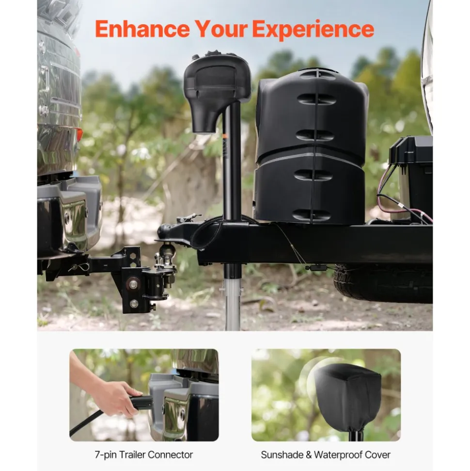 VEVOR Electric Trailer Jack, 3500 lbs, Heavy Duty RV Electric Power Tongue Jack with 7-pin Connector, Manual Crank Handle & Weatherproof Jack Cover, 9.5"-27.5" Lift, for Trailers, Campers & RVs, Black