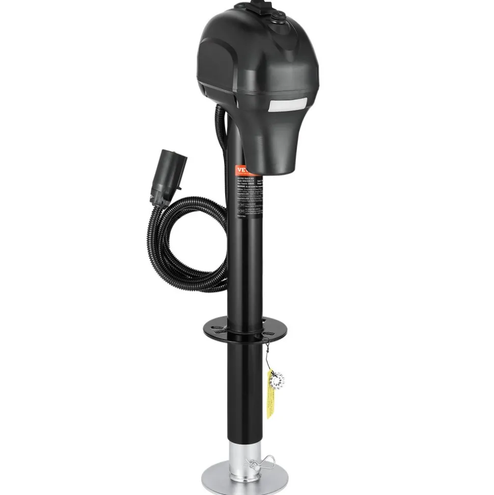 VEVOR Electric Trailer Jack, 3500 lbs, Heavy Duty RV Electric Power Tongue Jack with 7-pin Connector, Manual Crank Handle & Weatherproof Jack Cover, 9.5"-27.5" Lift, for Trailers, Campers & RVs, Black