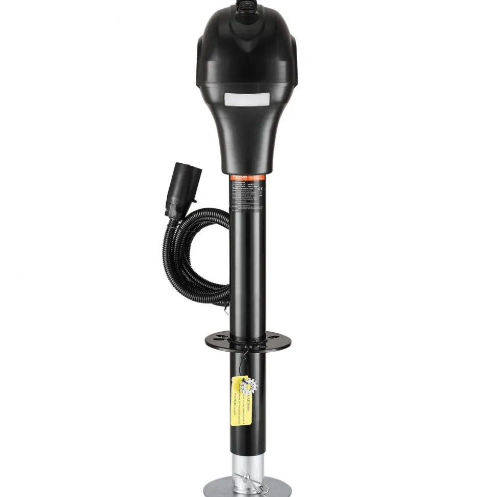 VEVOR Electric Trailer Jack, 3500 lbs, Heavy Duty RV Electric Power Tongue Jack with 7-pin Connector, Manual Crank Handle & Weatherproof Jack Cover, 9.5"-27.5" Lift, for Trailers, Campers & RVs, Black