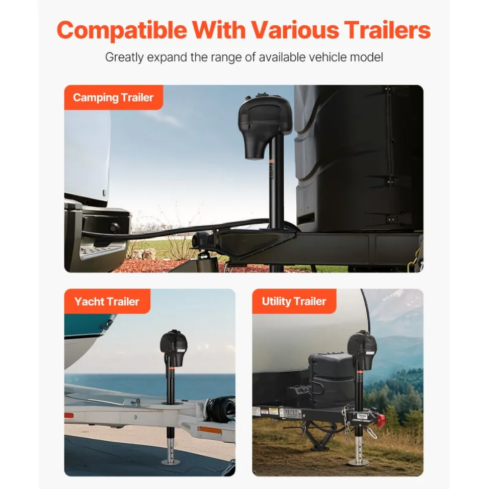 VEVOR Electric Trailer Jack, 3500 lbs, Heavy Duty RV Electric Power Tongue Jack with 7-pin Connector, Manual Crank Handle & Weatherproof Jack Cover, 9.5"-27.5" Lift, for Trailers, Campers & RVs, Black