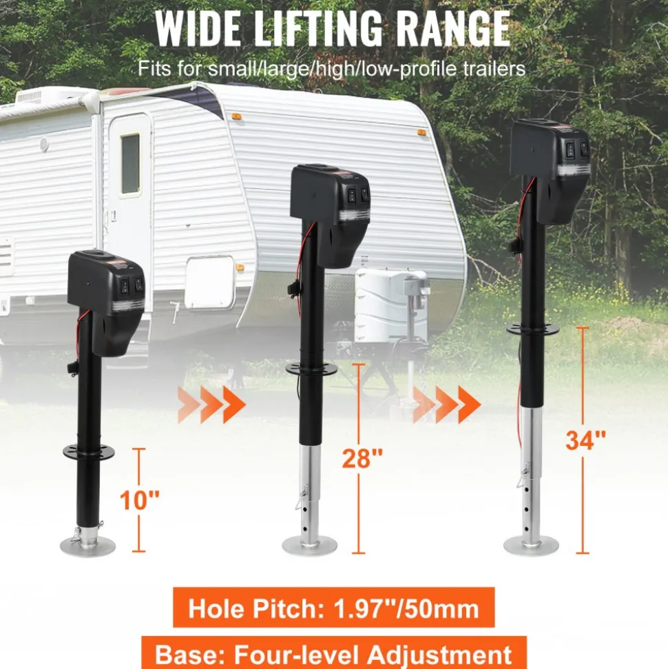 VEVOR Electric Trailer Jack, Power Tongue Jack Weight Capacity 4000 lbs, 9.84"-33.85" Electric Tongue Jack with Waterproof Cover for Lifting RV Trailer, Horse Trailer, Utility Trailer, Yacht Trailer