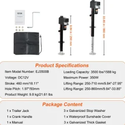 VEVOR Electric Trailer Jack, Power Tongue Jack Weight Capacity 3500 lbs, 9.84