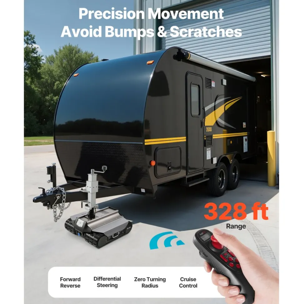VEVOR Electric Trailer Mover, 9000 lbs Max Towing Capacity, Remote-Controlled Trailer Mover with 328 ft Wireless Range, Motorised Camper Trolley Kit Fits for Camper RV Caravan Boat Trailer Jack