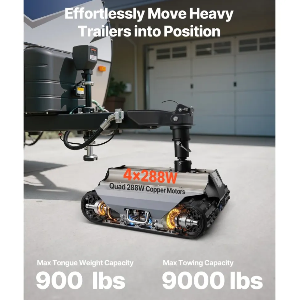 VEVOR Electric Trailer Mover, 9000 lbs Max Towing Capacity, Remote-Controlled Trailer Mover with 328 ft Wireless Range, Motorised Camper Trolley Kit Fits for Camper RV Caravan Boat Trailer Jack