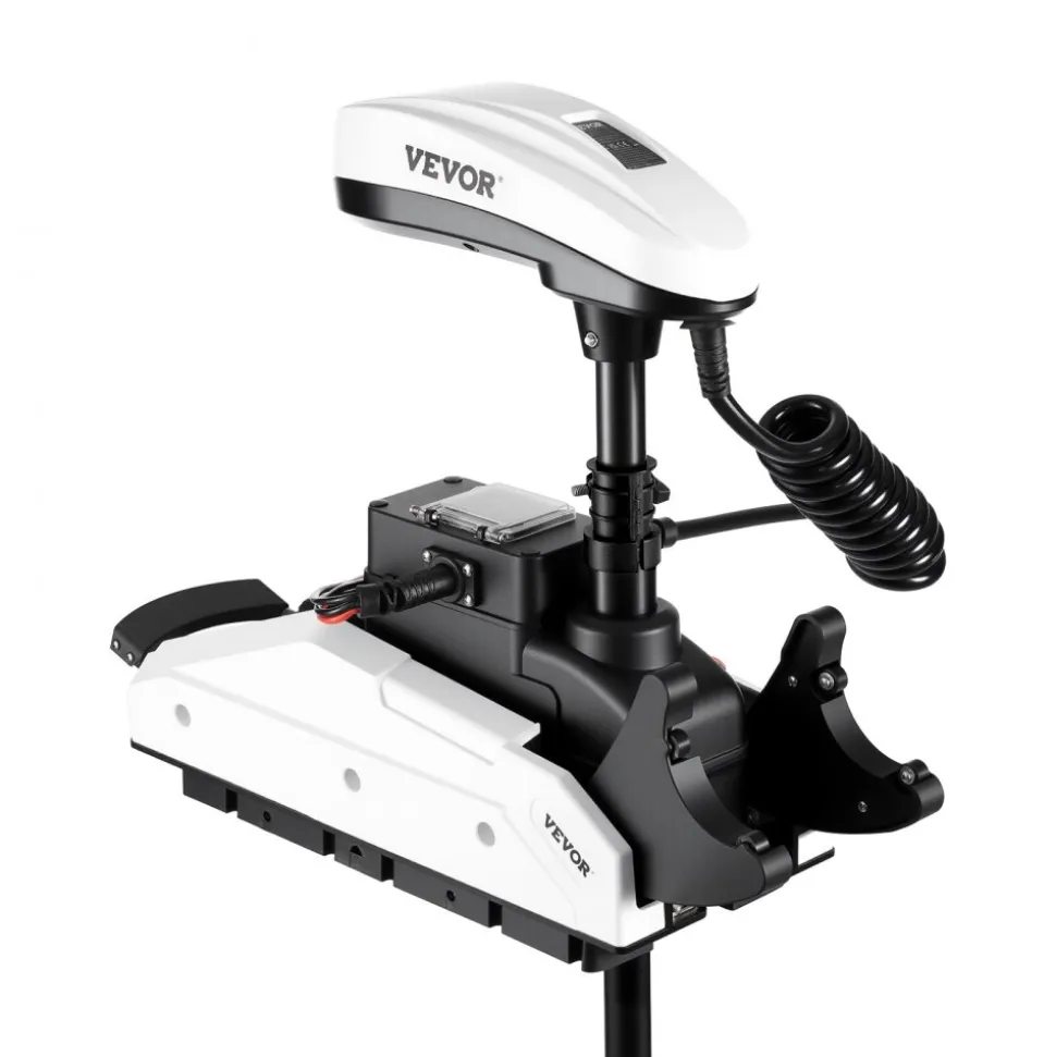 VEVOR Electric Trolling Motor, 55lbs Thrust with GPS, 10-Speed Bow Mounted Saltwater Outboard Boat Motor with Remote Control & LCD Battery Indicator, for Kayaks, Fishing Boats, 36-Inch Shaft