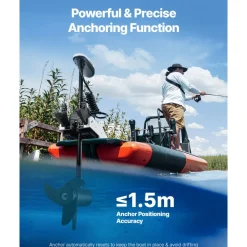 VEVOR Electric Trolling Motor, 55lbs Thrust with GPS, 10-Speed Bow Mounted Saltwater Outboard Boat Motor with Remote Control & LCD Battery Indicator, for Kayaks, Fishing Boats, 36-Inch Shaft