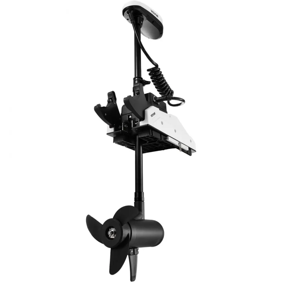 VEVOR Electric Trolling Motor, 55lbs Thrust with GPS, 10-Speed Bow Mounted Saltwater Outboard Boat Motor with Remote Control & LCD Battery Indicator, for Kayaks, Fishing Boats, 36-Inch Shaft