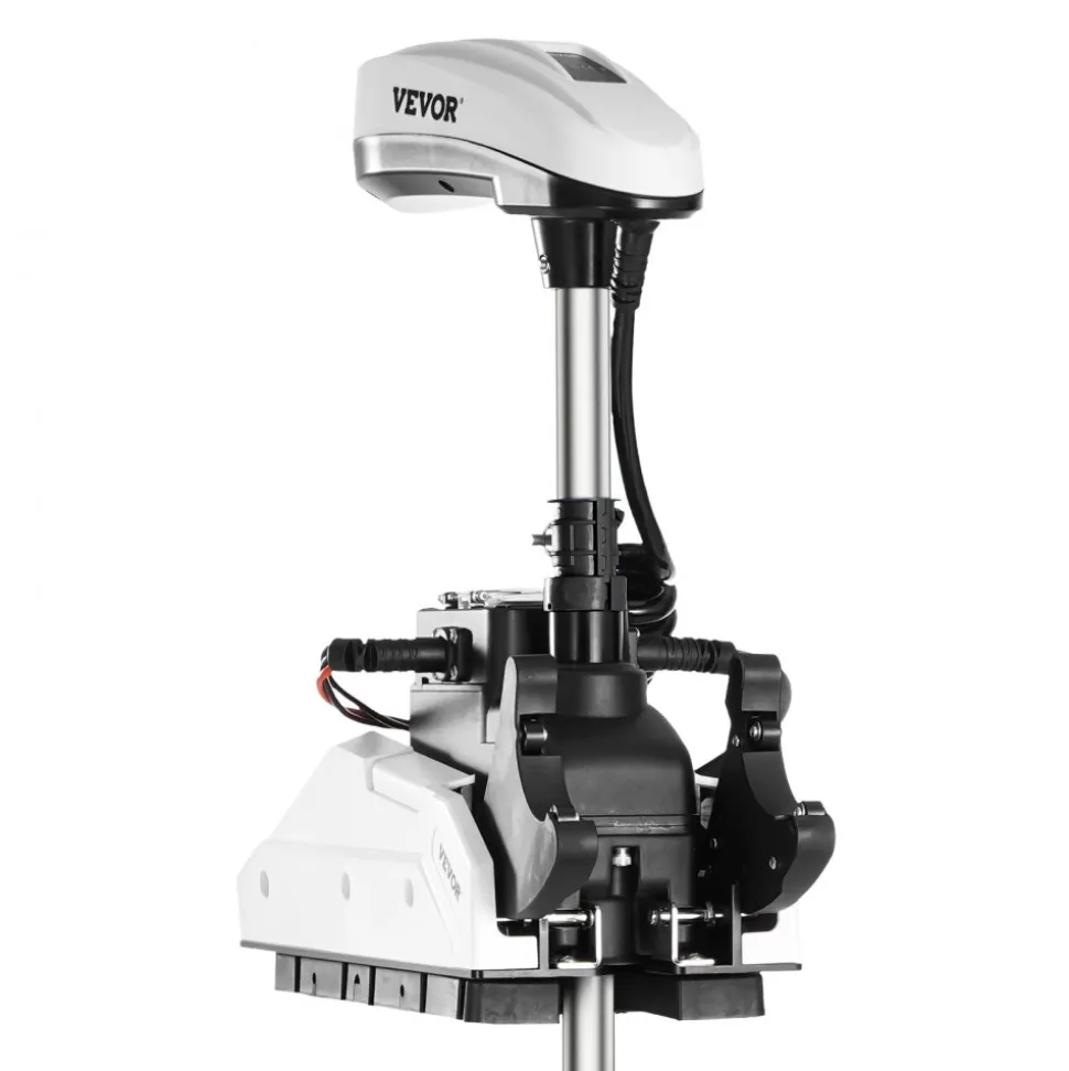VEVOR Electric Trolling Motor, 12V 55lbs Thrust with GPS, 10-Speed Bow Mounted Saltwater Outboard Boat Motor with Remote Control & LCD Battery Indicator, for Kayaks, Fishing Boats, 54-Inch Shaft