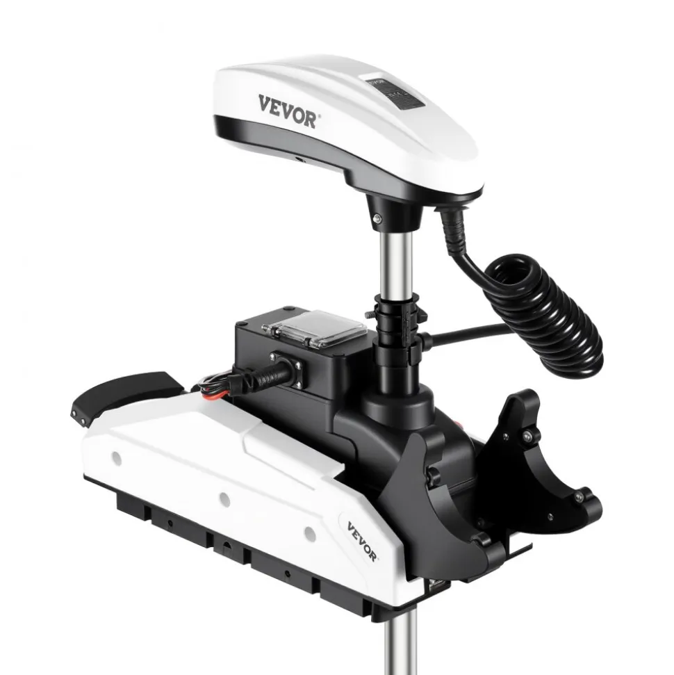VEVOR Electric Trolling Motor, 12V 55lbs Thrust with GPS, 10-Speed Bow Mounted Saltwater Outboard Boat Motor with Remote Control & LCD Battery Indicator, for Kayaks, Fishing Boats, 54-Inch Shaft