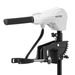 VEVOR Electric Trolling Motor, Transom Mounted Outboard Boat Motors 12V 55lbs Thrust, 8-Speed Electric Boat Engine w/ Battery Indicator, for Kayaks, Fishing Boats on Freshwater/Saltwater, 30-In Shaft