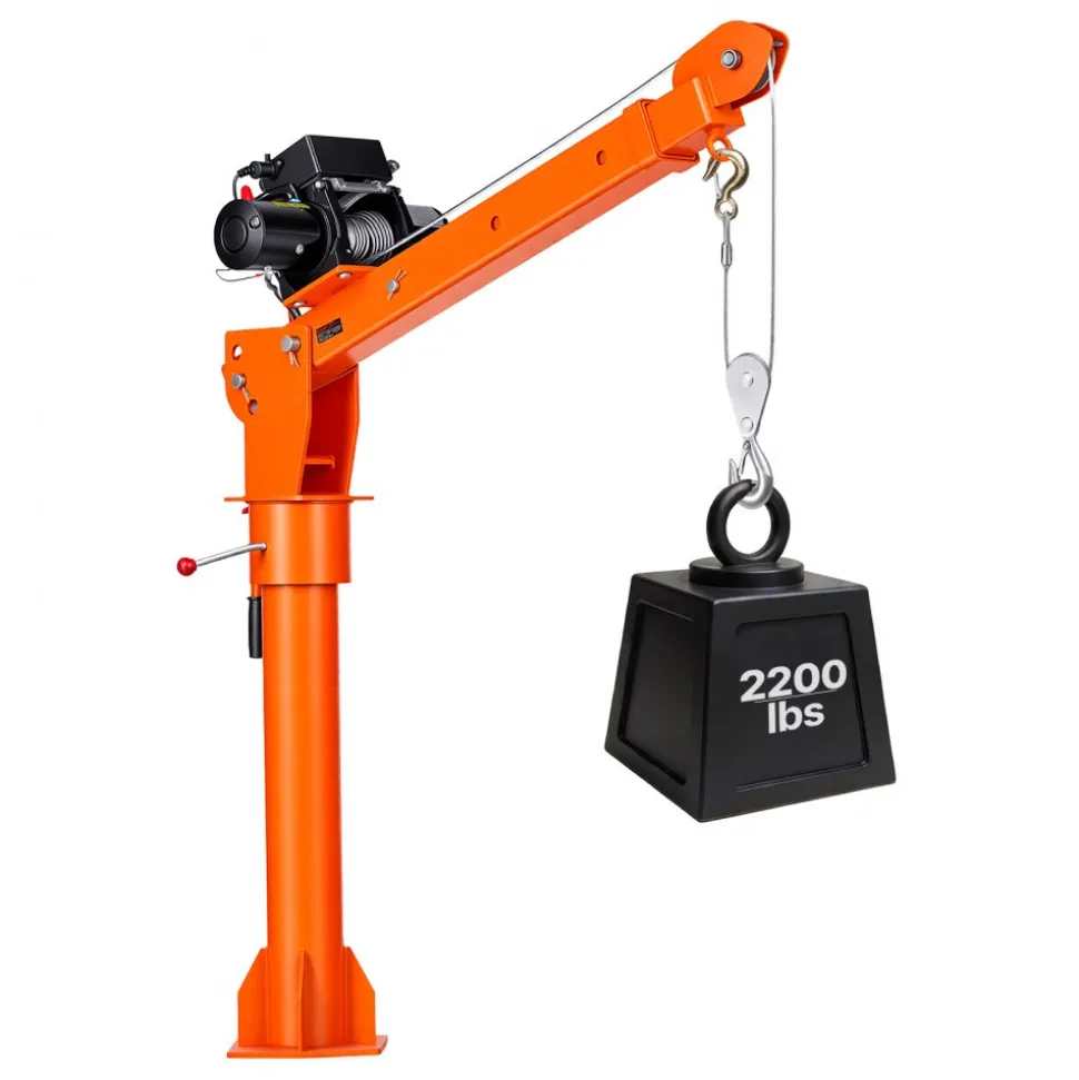 VEVOR Electric Truck Crane, 2200 lbs Pickup Truck Crane with 12V 6000 lbs Electric Winch, 360° Rotating Telescopic Boom, Premium Galvanized Steel, Foldable Pickup Bed Jib for Machine Lumber Lifting