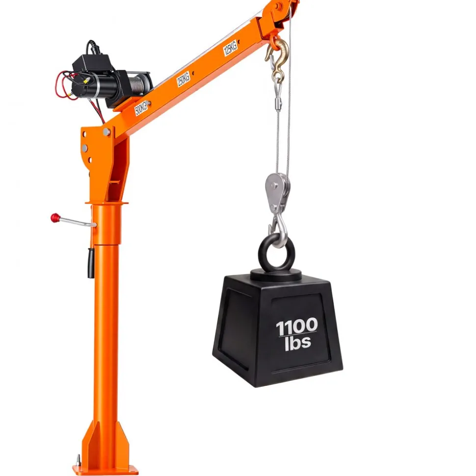 VEVOR Electric Truck Crane, 1100 lbs Pickup Truck Crane with 12V 3000 lbs Electric Winch, 360° Rotating Telescopic Boom, Premium Galvanized Steel, Foldable Pickup Bed Jib for Machine Lumber Lifting