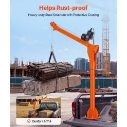 VEVOR Electric Truck Crane, 1100 lbs Pickup Truck Crane with 12V 3000 lbs Electric Winch, 360° Rotating Telescopic Boom, Premium Galvanized Steel, Foldable Pickup Bed Jib for Machine Lumber Lifting