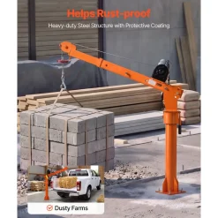 VEVOR Electric Truck Crane, 2200 lbs Pickup Truck Crane with 2200 LBS Electric Hoist, 360° Rotating Telescopic Boom, Premium Galvanized Steel, Foldable Pickup Bed Jib Hoist for Machine Lumber Lifting