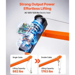 VEVOR Electric Truck Crane, 1100 lbs Pickup Truck Crane with PA800 Electric Hoist, 360° Rotating Telescopic Boom, Premium Galvanized Steel,Foldable Pickup Bed Jib Hoist for Machine Lumber Lifting
