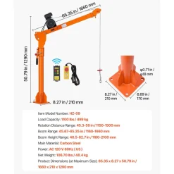 VEVOR Electric Truck Crane, 1100 lbs Pickup Truck Crane with PA800 Electric Hoist, 360° Rotating Telescopic Boom, Premium Galvanized Steel,Foldable Pickup Bed Jib Hoist for Machine Lumber Lifting