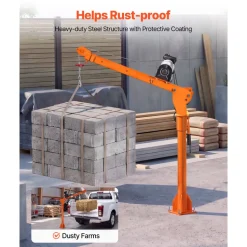 VEVOR Electric Truck Crane, 1100 lbs Pickup Truck Crane with PA800 Electric Hoist, 360° Rotating Telescopic Boom, Premium Galvanized Steel,Foldable Pickup Bed Jib Hoist for Machine Lumber Lifting