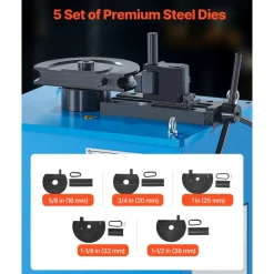 VEVOR Electric Tube Bending Machine, 1.5 KW Electric Tube Bender for 5/8 to 1-1/2 inch Pipes, Pipe Bender Machine with 5 Set Dies, Manual & Auto Modes and 180° Max Bending Angle (220V 60Hz 3-Phase)
