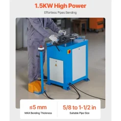 VEVOR Electric Tube Bending Machine, 1.5 KW Electric Tube Bender for 5/8 to 1-1/2 inch Pipes, Pipe Bender Machine with 5 Set Dies, Manual & Auto Modes and 180° Max Bending Angle (220V 60Hz 3-Phase)