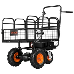 VEVOR Electric Utility Cart, 36V 432Wh Battery Powered Electric Wagon, 500W Power Wheelbarrow with Brake, 500 lbs Load Heavy Duty Steel Garden Cart for Farm and Yard All Purpose Modular Cargo Bed