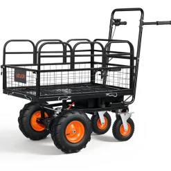 VEVOR Electric Utility Cart, 36V 432Wh Battery Powered Electric Wagon, 500W Power Wheelbarrow with Brake, 660 lbs Load Heavy Duty Steel Garden Cart for Farm and Yard All Purpose Modular Cargo Bed