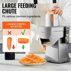 VEVOR Electric Vegetable Slicer, 4 in 1 Multifunctional Food Cutter, 200W Vegetable Chopper for Slicing Shredding Dicing and Slitting, with Cut-Resistant Gloves, for Commercial and Home Use