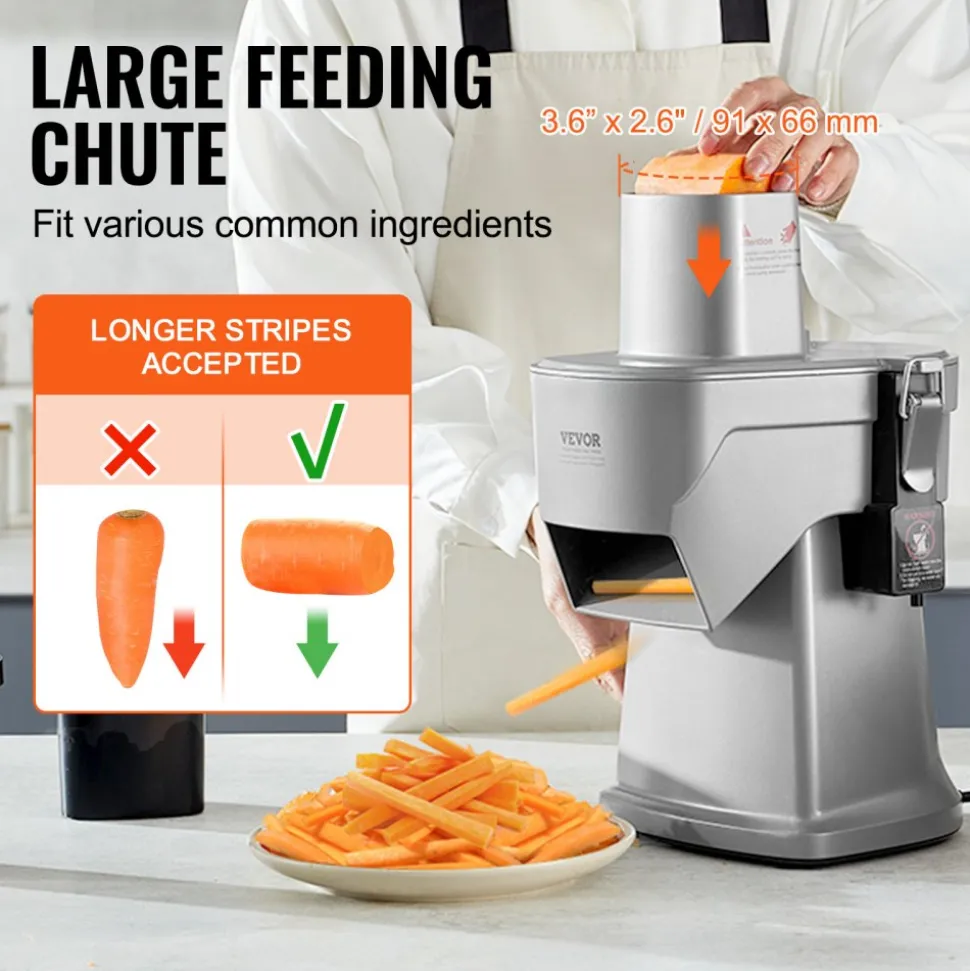 VEVOR Electric Vegetable Slicer, 4 in 1 Multifunctional Food Cutter, 200W Vegetable Chopper for Slicing Shredding Dicing and Slitting, with Cut-Resistant Gloves, for Commercial and Home Use