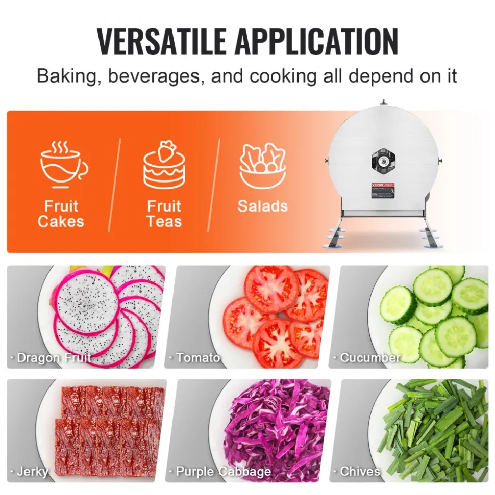 VEVOR Electric Vegetable Slicer, 0-0.5"/0-12mm Thickness Adjustable Commercial Slicer Machine, Convertible to Manual, Stainless Steel Food Cutter Slicing Machine, for Potato, Lemon, Tomato, Apple