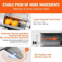 VEVOR Electric Vegetable Slicer, 0-0.5"/0-12mm Thickness Adjustable Commercial Slicer Machine, Convertible to Manual, Stainless Steel Food Cutter Slicing Machine, Large Feed Port for Potato, Tomato